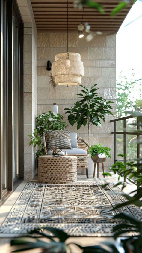 Balcony Accent Wall, Small Outdoor Patio Decor, Outdoor Accessories Decor, Outdoor Patio Apartment, Reading Area Design, Balcony Plants Ideas, Modern Balcony Design, Modern Balcony Ideas, Balkon Decor