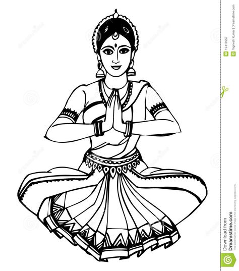 Odissi Dance Drawing, Bharatanatyam Drawing, Dancer Coloring Pages, Dance Art Drawing, Bharat Natyam, Drawing Easy For Kids, Indian Drawing, Indian Classical Dancer, Dancer Drawing