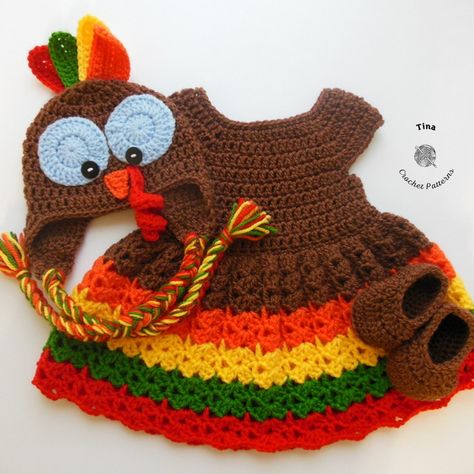 Make this cute Turkey baby Outfit for a Halloween!🥰 Pattern in sizes 0-24 months now available in my Etsy Shop! Link in Bio!😍 #tinacrochetpatterns #crochetutah #babygifts #crochetbabyoutfit #makersgonnamake #makersofinstagram #crochetaddict #handmade #yarnaddict #crochetbaby #crochetturkey #crochetbabydress #babyturkey #crochethalloweencostume #turkey Crochet Baby Stuff, Thanksgiving Crochet Patterns Free, Goose Costume, Crochet Turkey, Thanksgiving Crochet, Crochet Baby Costumes, Thanksgiving Baby Outfits, Crochet Costumes, Cute Turkey