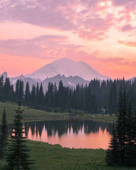 Tipsoo Lake, Painting Reference, Mount Rainier National Park, Mt Rainier, Rainier National Park, Pretty Landscapes, Art Idea, Nature Aesthetic, Mountain Range