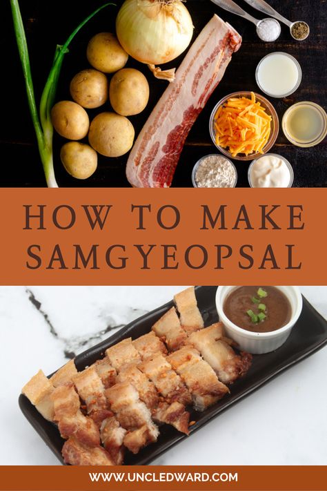 Samgyeopsal Recipe, Samgyupsal At Home, Korean Pork Belly, Grilled Pork Belly, Pork Belly Slices, Korean Recipes, Marinated Pork, Pickled Vegetables, Korean Bbq