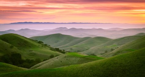 California Hills, Rolling Hills, Hills And Valleys, Sunset Colors, California, Mural, Architecture, Photography