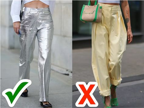 Styles of Pants That Will Be in and Out in 2024 + Photos Styles Of Pants, Metallic Pants, Pant Trends, Denim Trends, Pleated Pants, Performance Outfit, Women's Wardrobe, Black Bodysuit, Fashion Stylist