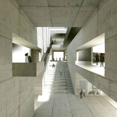 New Bauhaus Museum / Architekten HRK Museum Architect, Bauhaus Architecture, Concrete Architecture, Concrete Walls, Walter Gropius, Bauhaus Design, Brutalist Architecture, Museum Architecture, Architecture Rendering