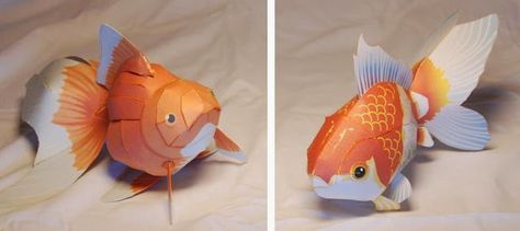 PAPERMAU: Realistic Golden Fish Paper Models - by Yamaha And Epson Paper Toy Design, Fish Paper Craft, Origami Templates, 3d Templates, Paper Fish, Fish Model, 3d Paper Art, Folding Origami, Paper Engineering