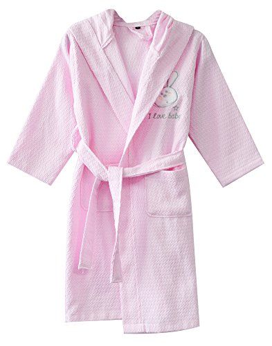 KISBINI 100 Cotton Long Hooded Robes Bathrobe for Kids Children Bathroom Robes, Hooded Robe, Waffle Knit, Minimalist Fashion, For Kids, For Free, Free Shipping