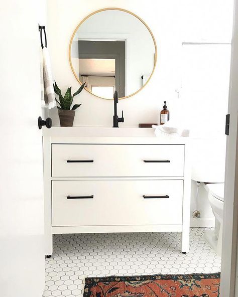 Ikea Sink Cabinet, Ikea Sink, Ikea Sinks, Ikea Vanity, Diy Bathroom Vanity, Ikea Bathroom, Bad Inspiration, Sink Cabinet, Modern Vanity