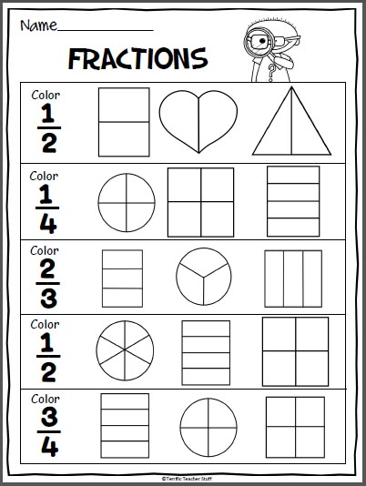 Identifying Fractions, Math Fractions Worksheets, Fraction Practice, Dividing Fractions, 2nd Grade Math Worksheets, 1st Grade Math Worksheets, 2nd Grade Worksheets, Fractions Worksheets, Math Work