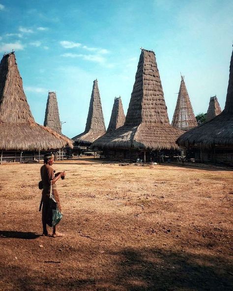 Houses of Wainyapu – Kodi, CC BY 2.0 Indonesian Village, Sumba Indonesia, Eastern Architecture, Indonesian Culture, African Architecture, Bamboo Construction, Bg Design, New Architecture, Les Continents