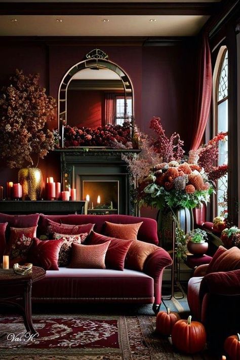 Plum Living Room, Plum Room, Salons Cottage, Burgundy Living Room, Moody Living Room, Screen Layout, Living Room Red, Colourful Living Room, Homescreen Ideas