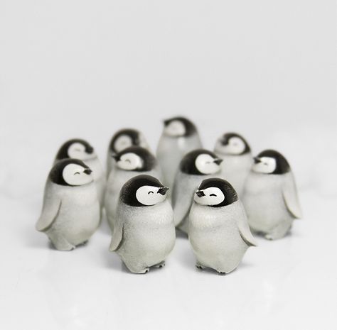 Baby Penguins Animal Figurines are exquisite handmade polymer clay totems!   These sculptures are exceptionally carefully hand painted with maximum detail and finished with glossy protective v... Pottery Animals, Animal Totem, Polymer Clay Sculptures, Polymer Clay Animals, Baby Penguins, Clay Figurine, Clay Animals, Ceramics Pottery Art, Ceramic Animals