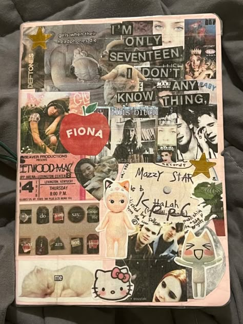 Journal Cover Collage Aesthetic, Sketch Book Collage Ideas, Journal Ideas Aesthetic Drawing Sketch, Zine Inspo Aesthetic, Scrapbook Journal Ideas Aesthetic, Journal Cover Design Ideas, Jeff Buckley Aesthetic, Messy Sketchbook Pages, Chaos Journal