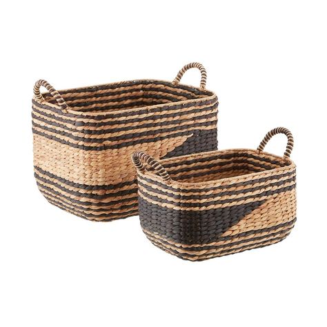 Beach House Storage, Water Hyacinth Basket, Hyacinth Basket, How To Roll Towels, Basket And Crate, Decorative Storage Boxes, Fabric Storage Bins, Basket Storage, Small Blankets