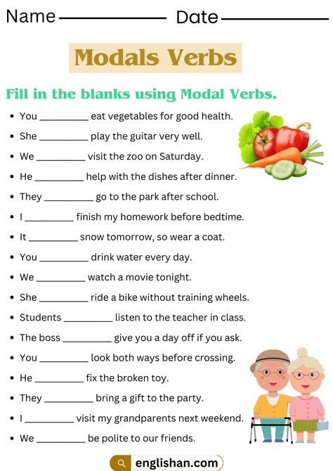 Modal Verbs Worksheets With Answers, Modal Verbs Exercises, Modal Verbs Worksheets, Inspirational Bulletin Boards, Reading Comprehension Texts, Verbs Activities, English Communication, English Communication Skills, Modal Verbs