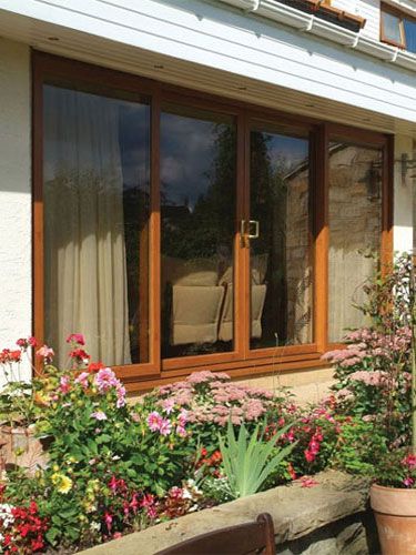 Oak 4 Pane Sliding Patio Doors Modern Sliding Window Design, Wooden Window Frames Interior Design, Wooden Sliding Windows, Wooden Window Design House, Sliding Windows Ideas, Sliding Window Design, Wooden Window Design, Doors Aluminium, Modern Window Design