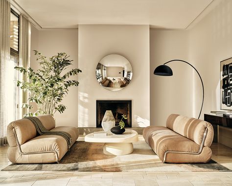 With Its Designer Collective, CB2 is Bringing a Global Design Perspective to the Masses - Sight Unseen Modern Mid Century Design, Armless Leather Sofa, Modern Italian Living Room, Rug Samples, Cb2 Living Room, Leanne Ford Interiors, Modern Parisian Apartment, Nyc Office, Dreamy Sunset