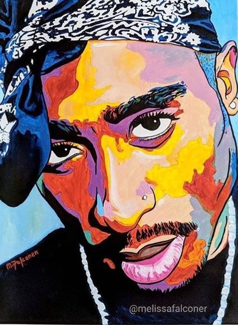 Tupac by @melissafalconer Tupac Canvas Painting, 2pac Paintings, Rapper Canvas Painting, Rappers Painting, Tupac Pop Art, Rapper Paintings, Dope Painting Ideas On Canvas, Tupac Drawing, Tupac Painting