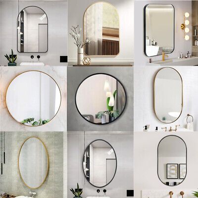 This is a mirror that will look simply fabulous hung on the living room or hallway wall. Colour: gold/silver/black. Material:Space aluminum,Glass. The simple round design just makes this look so effortlessy chic and glamorous. Mirror For Vanity Bathroom, Mirror Design Washroom, Shaped Mirrors Wall, Mirror For Toilet, Oval Shape Mirror Design, Mirror Shapes Design For Bathroom, Square Mirror Wall Decor Living Room, Mirror For Bedroom Wall, Bathroom Mirror Shapes