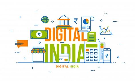 Digital india concept with financial ele... | Premium Vector #Freepik #vector #background #business #money #alphabet Digital India Posters, Creative School Project Ideas, India Poster, Digital India, Quick Crafts, Business Money, Anime Character Drawing, Digital Transformation, School Projects