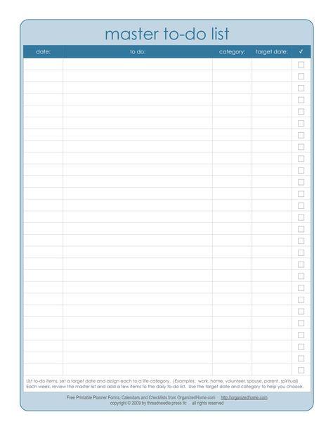 Master To-Do List - Do you need a printable Master To-Do List? Download this professional Master To-Do List template now! Master To Do List, Template List, School Countdown, Menu Planner Printable, Household Notebook, To Do List Template, Birthday Party Planner, Family Binder, Organisation Ideas