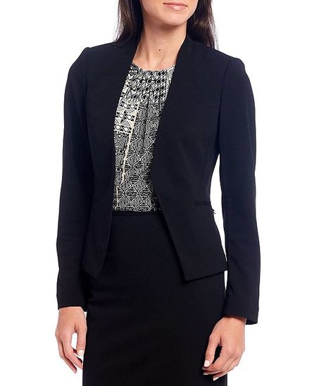 Petite Size Scuba Crepe Long Sleeve Open Front Jacket #Sponsored #Scuba, #Advertisement, #Crepe, #Petite Petite Clothing Stores, Professional Work Outfit, Women Suits, Collarless Jacket, Open Front Jacket, Work Style, Petite Women, Work Outfits Women, Petite Outfits