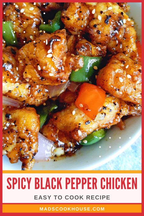 Black Pepper Chicken Recipe, Pepper Chicken Recipe, Black Pepper Sauce, Black Pepper Chicken, Recipes With Chicken And Peppers, Spicy Chicken Recipes, Chicken Pieces, Easy Chinese Recipes, Pepper Chicken