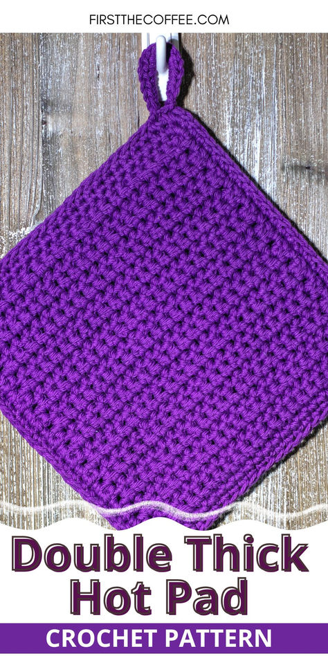 Double Thick Crochet Hot Pad - A Free Crochet Pot Holder Pattern Extended Single Crochet, Potholder Patterns Free, Hot Pad Pattern, Crochet Hot Pad, Crochet Washcloth Free Pattern, Crochet Washcloth Free, Thick Crochet, Crochet Pot Holders Free Pattern, Scrap Yarn Crochet