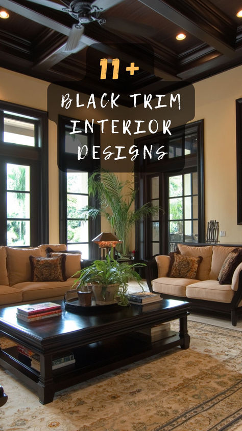 Unleash the magic of black trim in your home! Tap to see 11 interior ideas where black trim makes a striking impact. 🎩🚪 #BlackTrimMagic #StrikingImpact #InteriorIdeas #HomeMagic #DesignImpact Wood Doors With Black Trim, Contrast Trim Paint Colors, Black Trim In Bathroom, Contrast Trim Ideas, Black Walls With White Trim, Black Window Casings Interior, Dark Contrast Trim, Painting Trim Black, Dark Wall Trim