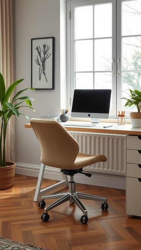 Finding the perfect neutral home office setup can make all the difference in your work-from-home experience. I prefer a white home office with minimalist decor. Here is a list of 22 home office decor ideas! Office Inspo Aesthetic, Minimalist Home Office Ideas, Neutral Home Office, Practical Home Office, Stylish Office Chairs, Cosy Corners, Home Office Inspo, White Home Office, Minimalist Home Office