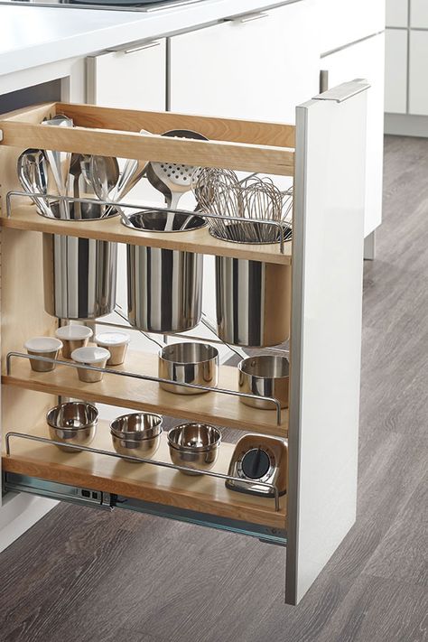 Organization and Specialty Products - Utensil Pantry Pull Out Cabinet Utensil Cabinet, Kitchen Cabinet Organization Ideas, Small Kitchen Storage, Kitchen Cabinet Pulls, Diy Kitchen Storage, Cabinet Ideas, Kitchen Cabinet Organization, Kitchen Upgrades, Smart Kitchen