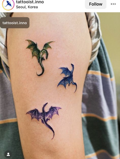 Dragon Couple Tattoo, Color Dragon Tattoo, Simple Dragon Tattoo, Dragon Tattoo Simple, Watercolor Dragon Tattoo, Baby Dragon Tattoos, Fun Tattoos, Small Dragon Tattoos, Bookish Tattoos