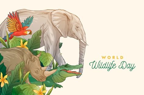 World Wildlife Day, Wildlife Day, Graphic Book, Funny Paintings, Infographic Poster, Day Illustration, Poster Drawing, Nature Posters, Painting Art Lesson