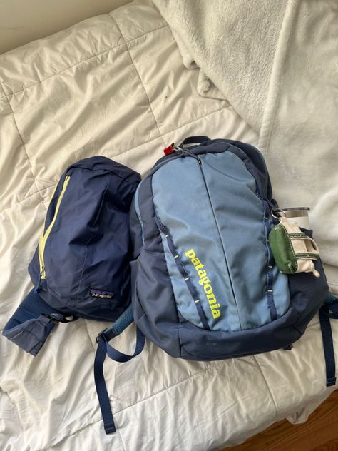 Patagonia bags Patagonia Bag, 대학생 스타일, Patagonia Backpack, Patagonia Bags, School Bag Essentials, Aesthetic Backpack, College Backpack, Granola Girl, Pretty Bags