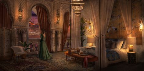 ArtStation - Royal Chamber Medieval Palace Interior, Princess Bedrooms Royal, Royal House Interior, Royal Bedroom Aesthetic, Ancient Bedroom, Medieval Throne Room, Dorne Aesthetic, Spring Kingdom, Medieval Castle Art