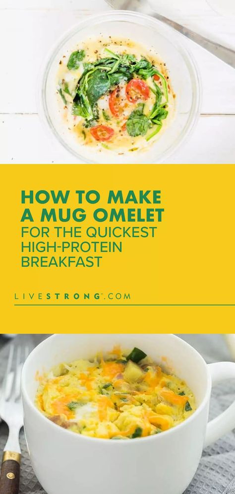 How to Make a Mug Omelet (and 3 Mug Omelet Recipes to Try) | livestrong Breakfast In A Mug, Quick High Protein Breakfast, Omelet Recipes, Microwave Mug, Breakfast Bowls Recipe, Omelets Recipe, Make A Mug, Sliced Turkey, Mug Recipes