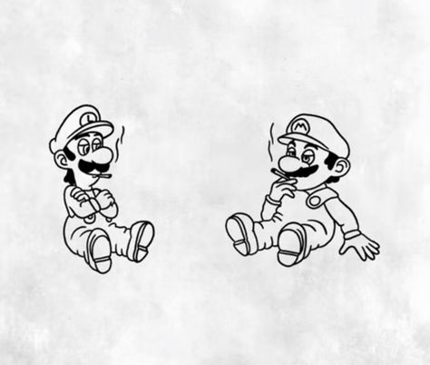 Matching Friend Tattoos Men, Bro Matching Tattoos, Matching Bro Tattoos, Matching Brothers Tattoo, Guy Friend Tattoos Men, Tattoo For Best Friends Men, Bro Tattoo Ideas, Mario Luigi Tattoo, Best Friend Tattoo Men