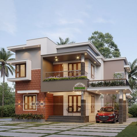 Simplicity and Laterite Stone Small House Art, Laterite Stone, Design For Small House, 3d Front Elevation, Small House Design Kerala, Stone House Plans, Kerala Traditional House, Indian House Exterior Design, Kerala Home Design