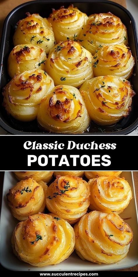 These elegant Duchess Potatoes are the perfect blend of creamy mashed potatoes and golden, crispy edges. A sophisticated side dish that’s sure to impress! Mash Potato Dishes, Duchess Potatoes, Pudding Frosting, Christmas Dinner Recipes, Creamed Onions, Potato Recipes Side Dishes, Mashed Potato Recipes, Potato Sides, Recipes Side Dishes