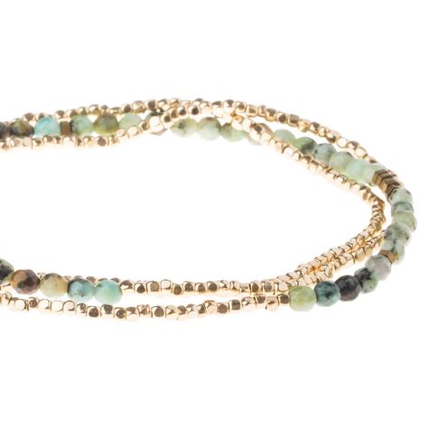 PRICES MAY VARY. ✧ STYLE - Faceted semi-precious gemstones mix with tiny geometric metal beads to adorn the wrist or neckline. Effortlessly converts from bracelet or necklace. Wraps as a bracelet 3 times or wear as a single strand necklace ✧ MATERIAL - 20" length. Made with delicate 3mm semi-precious faceted gemstones and sterling silver plated brass beads on durable stretch cord so it fits most wrists. Nickel and Cadmium-free ✧ STONE - African Turquoise: Stone of Transformation. Encouraging, Ac African Turquoise Bracelet, African Turquoise, Stone Wrapping, Beaded Wraps, Faceted Gemstones, The Meaning, Strand Necklace, Turquoise Beads, Metal Beads