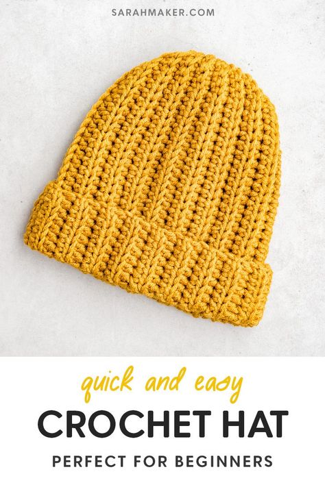 Simple Crochet Winter Hat for Newcomers- #Beginners #Crochet #Easy #Hat #winter Check more at https://howcandothis.com/diyideas/simple-crochet-winter-hat-for-newcomers/ Crochet Beanie All Sizes, Beginner Hat Crochet Pattern, Crochet Hat For Beginners Free, Crochet Hat Beanie Free Pattern, Easy Crochet Ribbed Hat Pattern Free, Crochet Hat Easy Free Pattern, Crochet Patterns Hats Free Easy, Easy Ribbed Crochet Beanie, Crochet Hat Quick