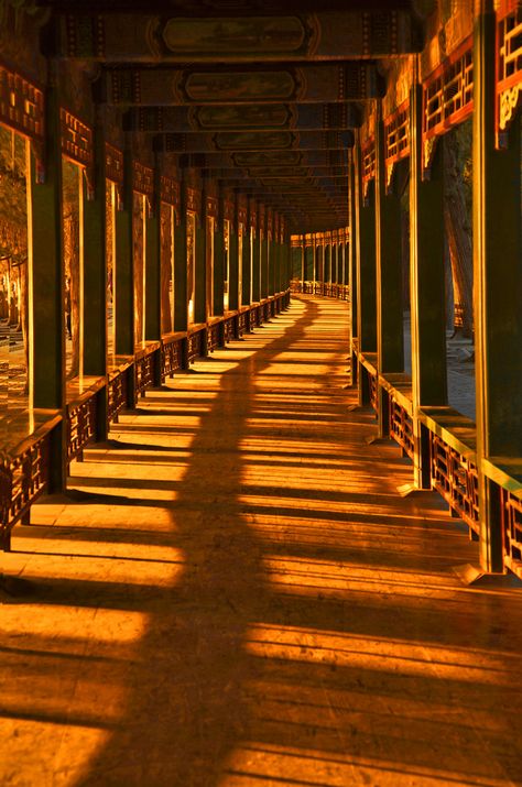 Long Corridor of the Summer Palace, Beijing, China. Chinese Palace Aesthetic, Chinese Palace Interior, Asian Palace, Japanese Palace, Summer Palace Beijing, The Summer Palace, Long Corridor, Chinese Palace, Ancient Chinese Architecture