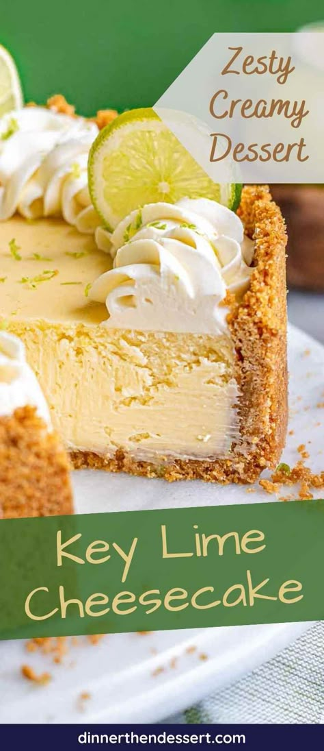 Key Lime Cheesecake Recipe, Key Lime Pie Cheesecake, Biscuits Graham, Key Lime Cheesecake, Lime Cheesecake, Dessert Simple, Cheesecake Desserts, Lime Pie, Key Lime Pie