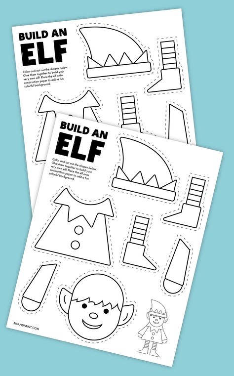 free printable build an elf craft Elf Toddler Crafts, Elf Craft With Kids Face, Elf On The Shelf Cutouts Free Printable, Elf On The Shelf Classroom Door Ideas, Elf On The Shelf Grinch Mask Printable, Elf Craft Ideas, Build An Elf Printable, Elf Christmas Crafts For Kids, Elf Pattern Printable