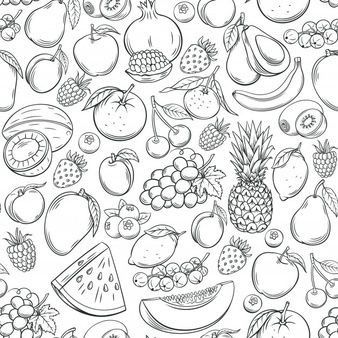 Fruits Poster, Fruit Doodle, Poster Pattern, Fruit Sketch, Fruit Cartoon, Fruits Drawing, Fruit Vector, Cool Doodles, Fruit Illustration