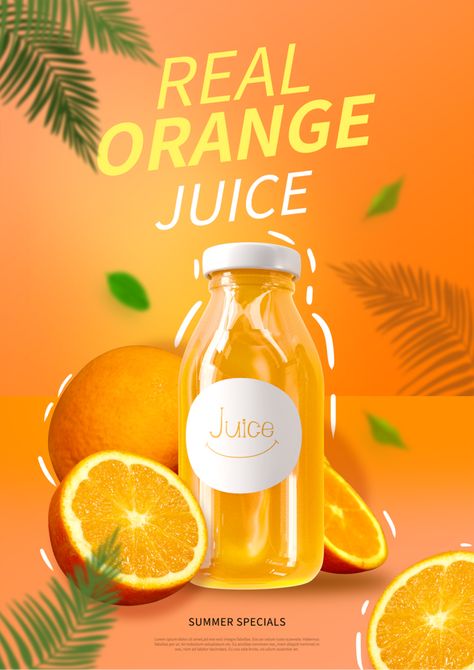 Orange orange orange juice summer drink poster#pikbest#templates Juice Poster Design, Juice Advertisement, Summer Special Drinks, Fresh Fruit Drinks, Orange Juice Drinks, Juice Ad, Poster Images, Restaurant Poster, Drink Poster