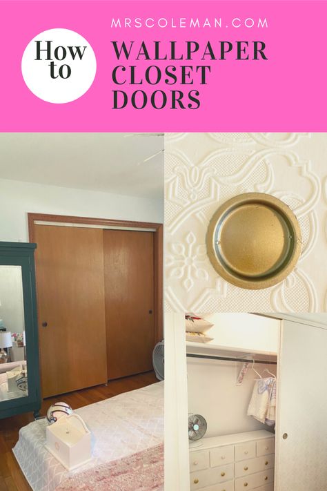 Covering Closet Doors With Wallpaper, Camoflauge Closet Door, How To Redo Sliding Closet Doors, Dress Up Sliding Closet Doors, Sliding Closet Doors Makeover Wallpaper, Paint Closet Doors Sliding, Peel And Stick Wallpaper On Closet Doors, Painting Wood Closet Doors, Paint Sliding Closet Doors