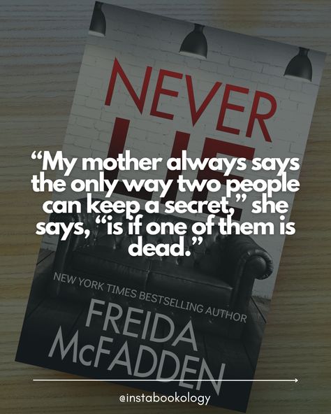 Q: Have you ever read a psychological thriller? ---- ⭐⭐⭐⭐ 𝐍𝐞𝐯𝐞𝐫 𝐋𝐢𝐞 𝐛𝐲 𝐅𝐫𝐞𝐢𝐝𝐚 𝐌𝐜𝐅𝐚𝐝𝐝𝐞𝐧 Freida McFadden's "Never Lie" is a psychological thriller that had me hooked from the start. The story follows newlyweds Tricia and Ethan as they uncover the dark secrets of their dream home's former owner, a renowned psychiatrist named Dr. Adrienne Hale. 📍 Psychological Thriller 📍 Isolated Setting 📍 Mysterious Disappearance 📍 Secrets and Revelations 📍 Unreliable Narrator 𝐔𝐧𝐫𝐚𝐯𝐞𝐥𝐢𝐧𝐠 𝐭𝐡𝐞 𝐌𝐲𝐬𝐭𝐞𝐫𝐲 McFadden's... Never Lie Book, Psychological Novels, Never Lie Freida Mcfadden, Unreliable Narrator, Freida Mcfadden, Good Thriller Books, Tbr Pile, Book Hangover, Fiction Books Worth Reading