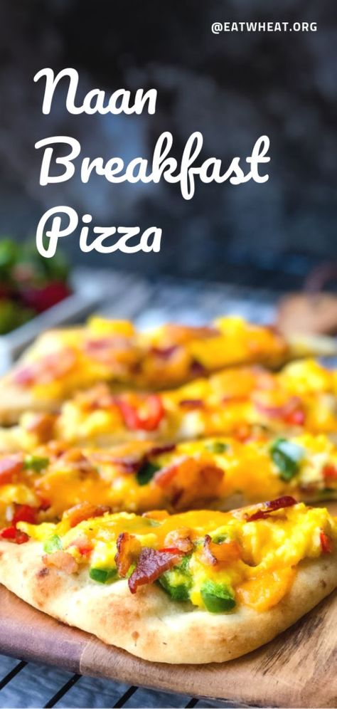 Naan Breakfast Pizza, Breakfast Flatbread Pizza, Naan Breakfast, Pizza Naan, Egg Pizza, Sausage Hash, Breakfast Pizza Recipe, Eggs And Bacon, Naan Pizza