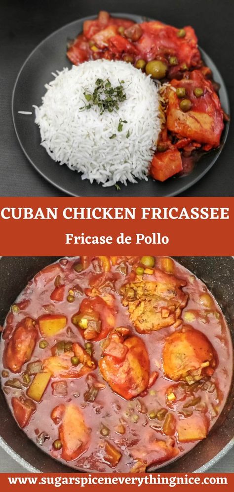 Chicken Fricassee Cuban, Cuban Chicken Fricasse Recipe, Chicken Fricase Crock Pot, Cuban Shredded Chicken, Pollo Fricase Cuban Chicken, Cuban Chicken Stew, Chicken Fricasé, Cuban Chicharo Recipe, Boliche Recipe Cuban