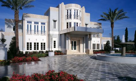 ART DECO RESIDENCE - Nasrallah Architectural Group, Inc. #ArtDeco #architecture #custom #luxury #home #exterior Art Deco Mansion, Art Deco Houses, Art Deco House, Arsitektur Art Deco, Art Deco Homes, Deco House, Art Gallery Interior, Deco Architecture, Art Deco Buildings